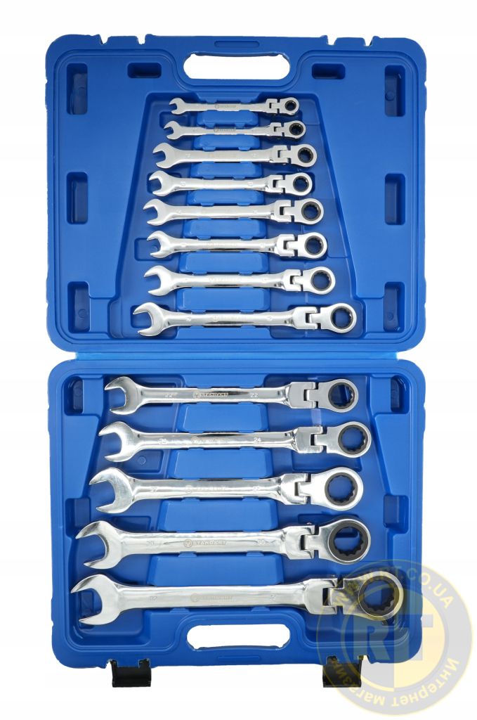 ZESTAW KLUCZY PŁASKO-OCZKOWYCH 13szt 8-32mm Z GRZECHOTKĄ I PRZEGUBEM ŁAMANE Marka bez marki