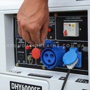 Дизельный генератор Hyundai DHY 6000SE - СИЛОВАЯ РОЗЕТКА НА 32А Однофазная электр...