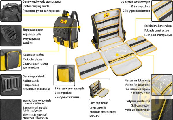 ᐉ Рюкзак для инструмента Topex (арт. ) полиэстер, 7 наружных карманов ...