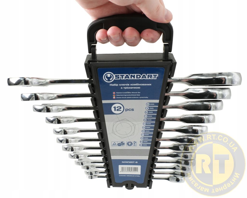 ZESTAW KLUCZY PŁASKO-OCZKOWYCH Z GRZECHOTKĄ 8-24MM 12SZT STANDART NGW12ST-B EAN (GTIN) 6933302803021